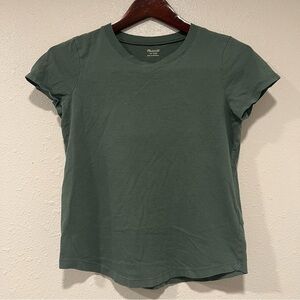 MADEWELL Short Sleeve Crew Neck Shirt Green Women’s Size XXS Cotton Top Tee EUC